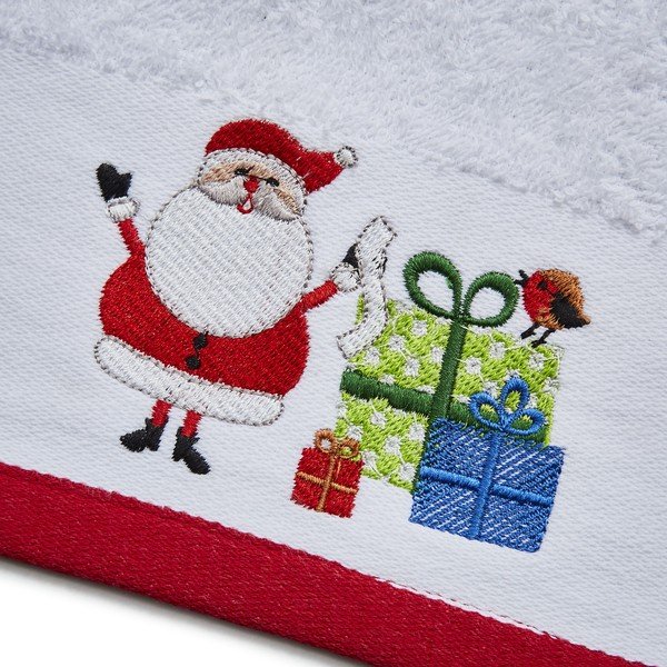 Set di 2 asciugamani in cotone bianco e rosso 40x60 cm Santa's Reindeers - Catherine Lansfield-image-3