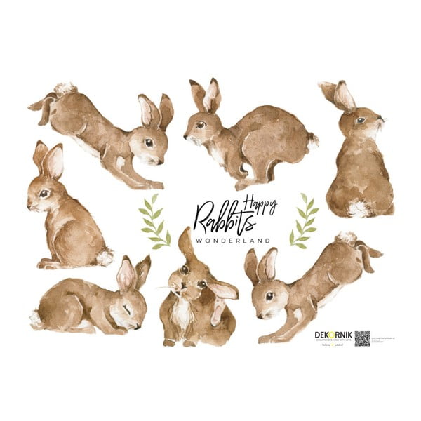 Set di 7 adesivi murali Happy Rabbits Wonderland - Dekornik