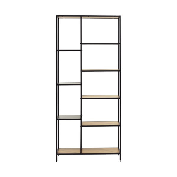 Libreria nera/di colore naturale effetto rovere 80x180x35 cm Altino – Unique Furniture
