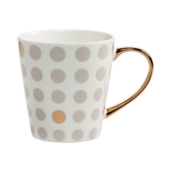 Šedý porcelánový hrnek s potiskem z pravého zlata Maxwell & Williams Aurora Dots, 340 ml