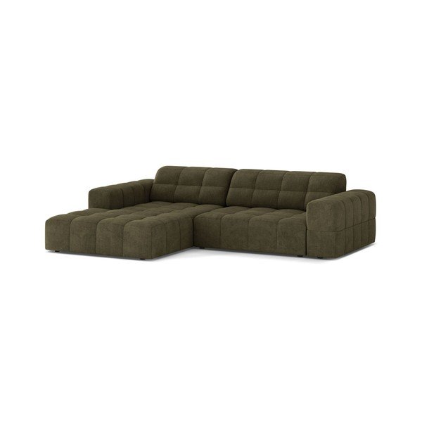 Divano angolare color kaki (con penisola a sinistra/con chaise lounge) con rivestimento in ciniglia Chicago – Cosmopolitan Design-image-1