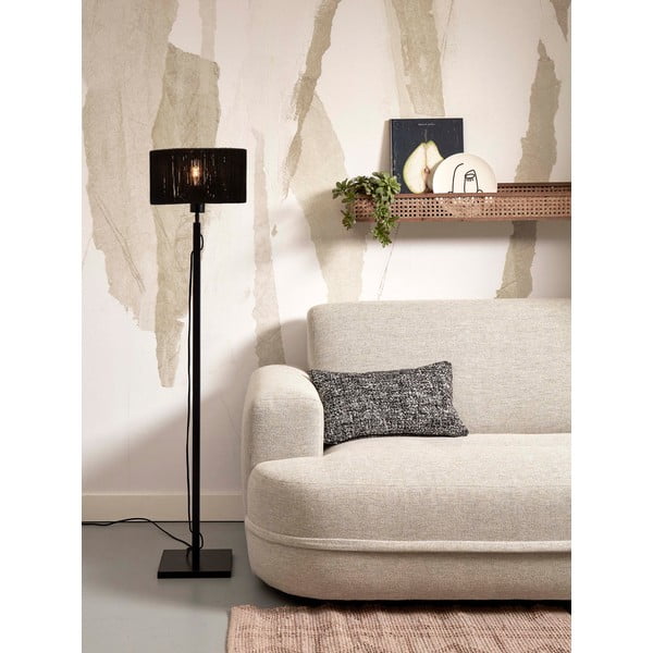 Lampada da terra nera con paralume in juta (altezza 126 cm) Iguazu - Good&Mojo-image-1