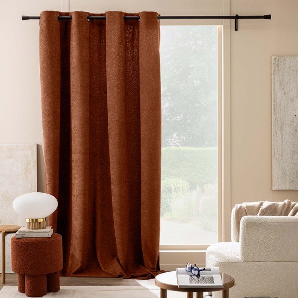 Tenda color terracotta in bouclé 140x260 cm Winona – douceur d'intérieur-image-3