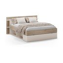 Letto matrimoniale effetto rovere con contenitore senza griglia in colore bianco e naturale 160x200 cm Albo - Marckeric