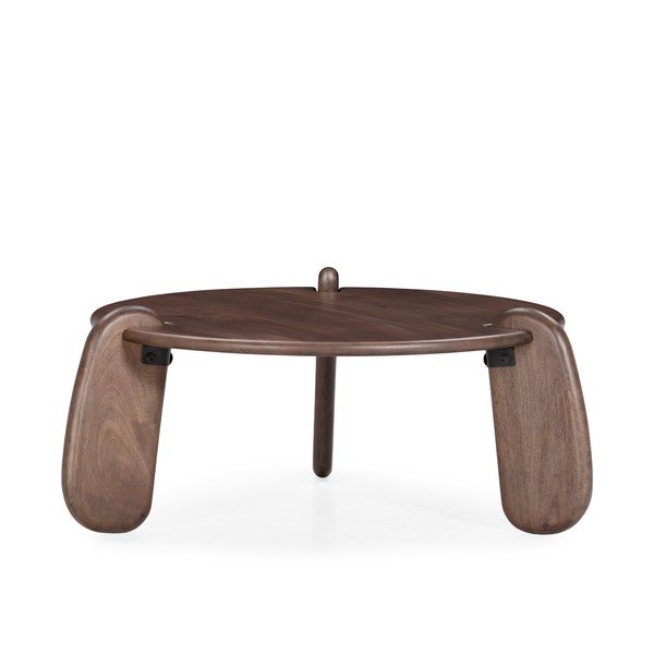 Tavolino da salotto rotondo marrone scuro in mango massiccio ø 80 cm Tamira – MOME-image-2