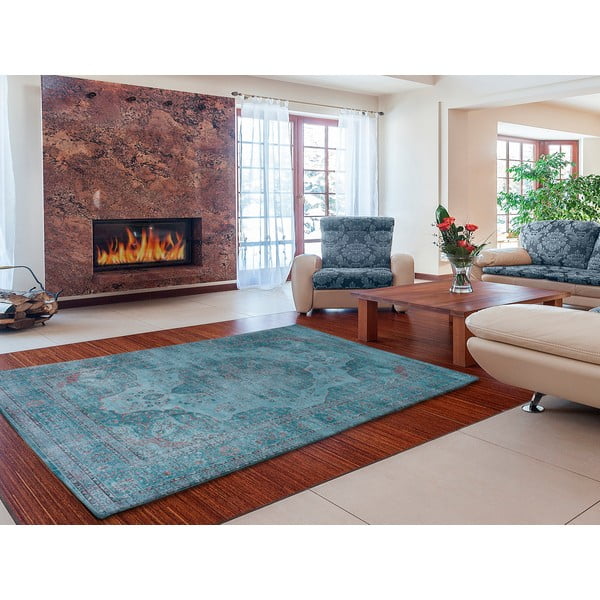 Tappeto in viscosa blu , 120 x 170 cm Lara Aqua - Universal-image-3