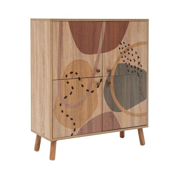 Mobiletto in rovere decorato in colore naturale 95x111 cm Multilux - Kalune Design-image-2