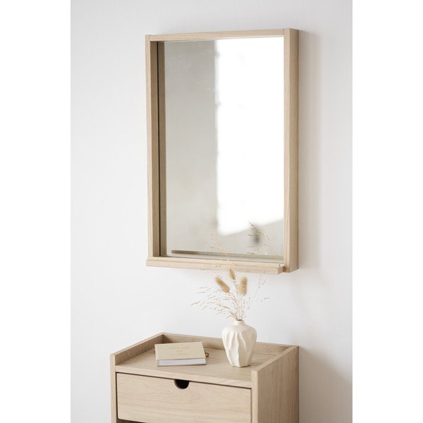 Comodino sospeso con ripiani in legno di quercia in colore naturale Hillmond - Rowico-image-3