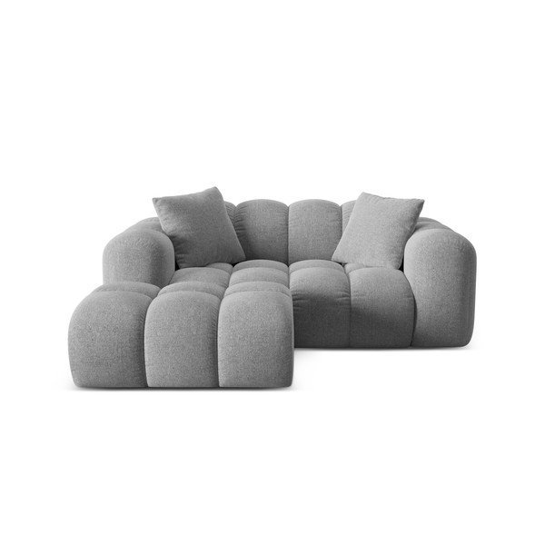 Divano angolare grigio chiaro (con penisola a sinistra/con chaise lounge) con rivestimento in ciniglia Treno – Cosmopolitan Design