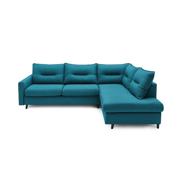 Divano letto angolare blu turchese Sinki L, angolo destro - Bobochic Paris
