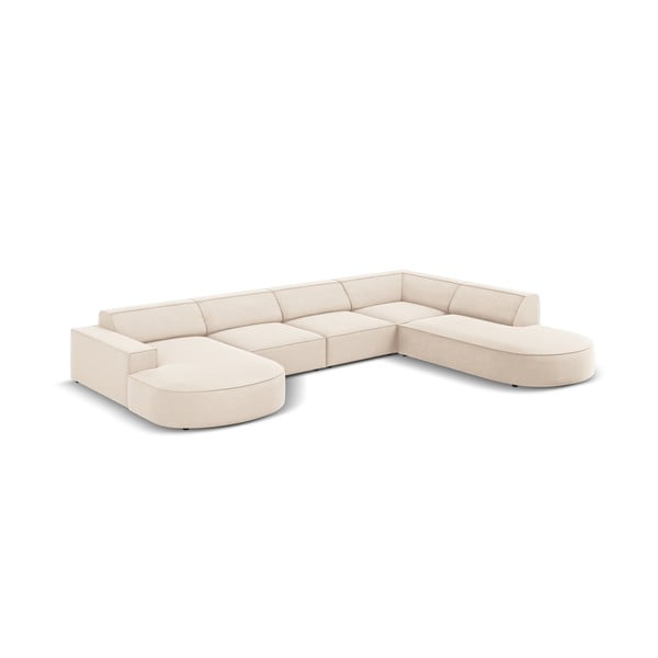 Divano angolare in velluto beige (a U) Jodie - Micadoni Home-image-3