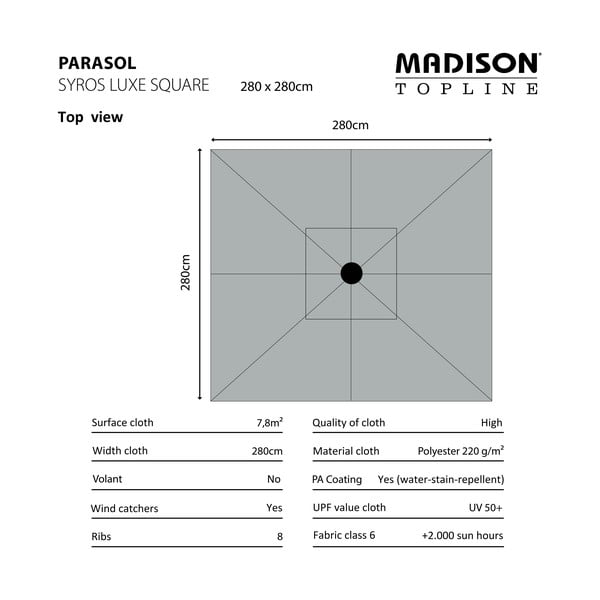 Ombrellone verde 280x280 cm Syros - Madison-image-2