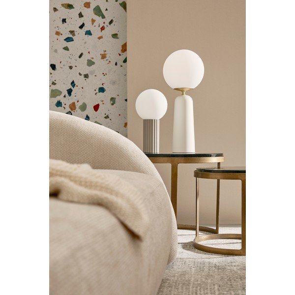 Lampada da tavolo bianca in metallo con paralume in vetro (altezza totale 51 cm) Delphine – Bizzotto-image-2