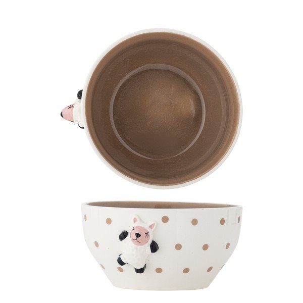 Ciotola per bambini bianca/marrone in gres ø 14 cm Dolly – Bloomingville Mini-image-3