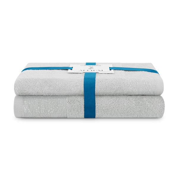 Asciugamani e teli da bagno in spugna di cotone grigio chiaro in un set di 2 pezzi Allium - AmeliaHome