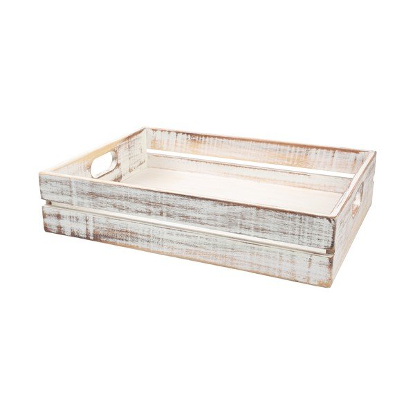 Bílý podnos s úchyty z akáciového dřeva T&G Woodware Drift