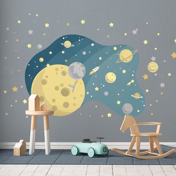 Adesivo murale per bambini La galassia stellata, 90 x 60 cm - Ambiance-image-1