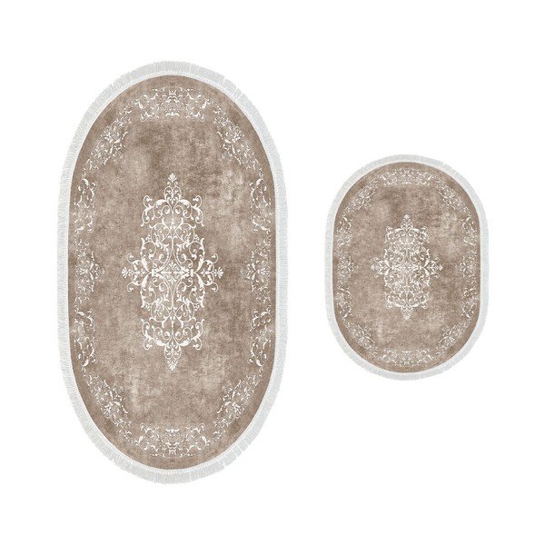 Set di tappetini per il bagno grigio tortora 2 pz 60x100 cm – Foutastic