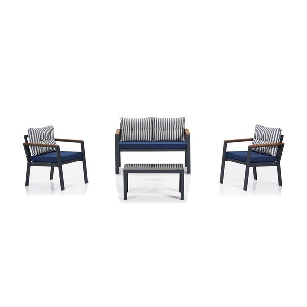 Set da giardino blu per 4 persone Defne - Floriane Garden