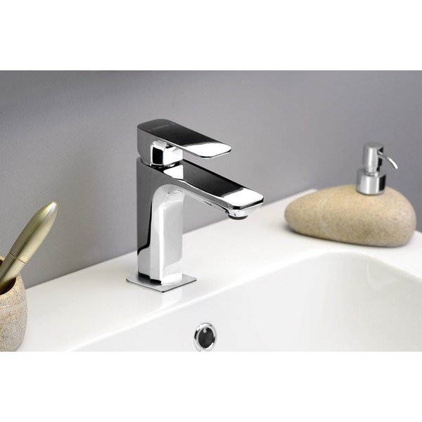 Rubinetto per lavandino in argento lucido verticale Spy – Sapho-image-1