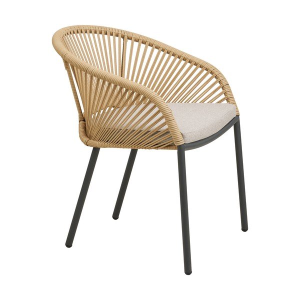 Sedia da esterno beige in metallo/in imbottito Novella – House Nordic-image-3