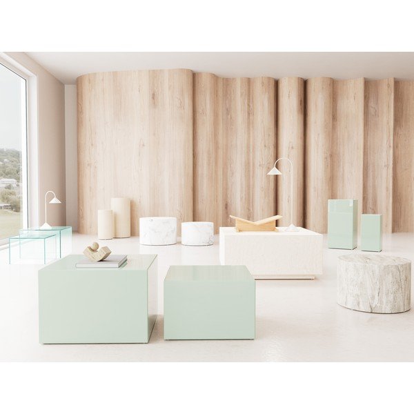 Set di tavolini da salotto in vetro 2 pz 50x50 cm Dice – Actona-image-1