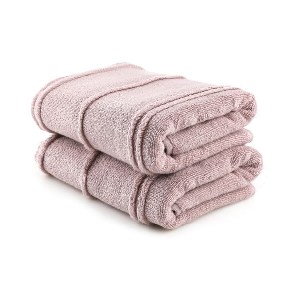 Set di asciugamani tipo terry rosa 2 pz 50x90 cm Arden – Foutastic