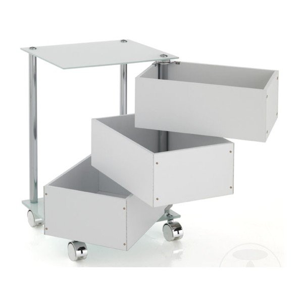 Carrello mobile bianco con 3 cassetti Bobo - Tomasucci-image-1