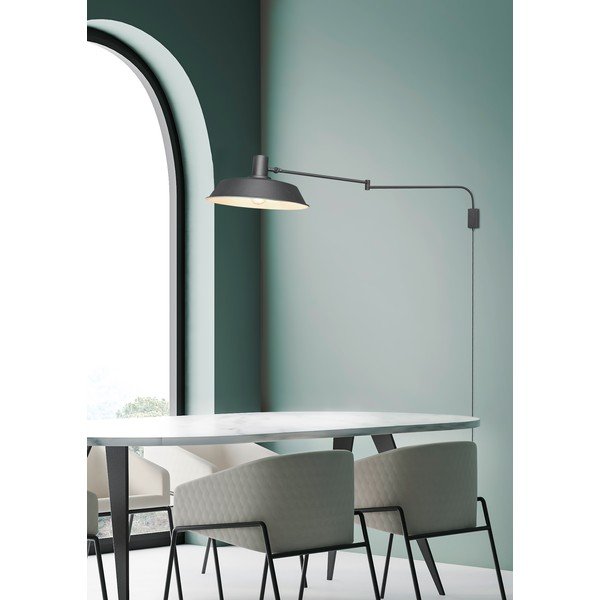 Lampada da parete nera opaca con alimentazione a corrente con struttura flessibile ø 35,5 cm Bolder – Trio-image-3