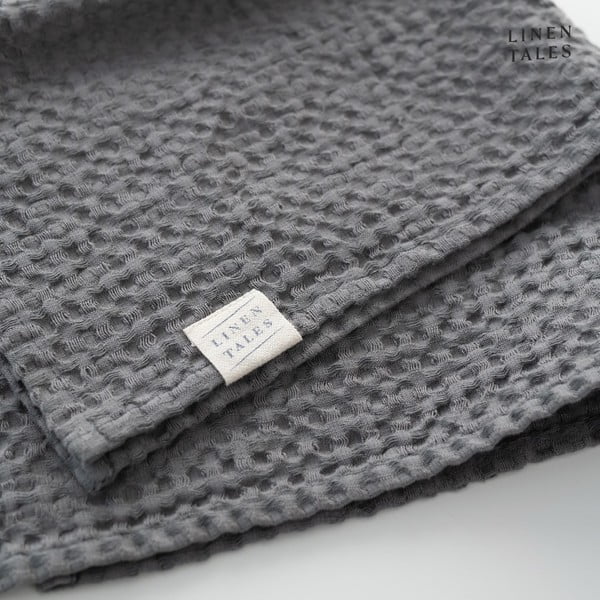 Asciugamani e teli da bagno grigio scuro in un set di 3 pezzi Dark Grey - Linen Tales-image-4