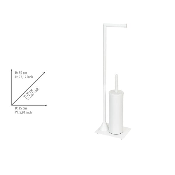 Porta carta igienica in acciaio bianco con spazzola Hella - Wenko-image-3