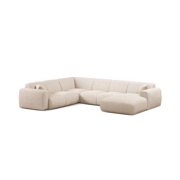 Divano angolare beige (a U) con rivestimento in bouclé Molino – Micadoni 
