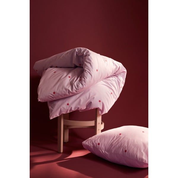 Set copripiumino e federa rosa in percalle di cotone per letto singolo 140x200 cm Daisy – JUNA-image-2