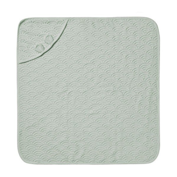 Asciugamano con cappuccio da bambini color menta in cotone organico 80x80 cm Dusty Green – Cam Cam Copenhagen-image-1