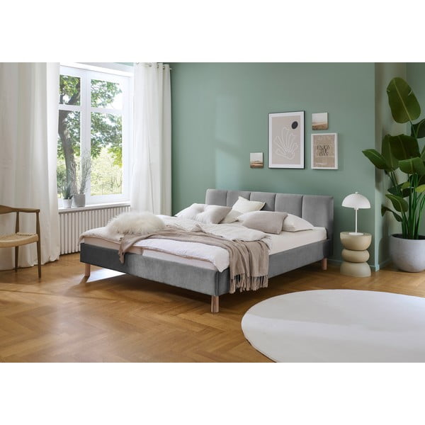 Letto matrimoniale imbottito grigio rete non inclusa 180x200 cm Joker – Meise Möbel-image-1