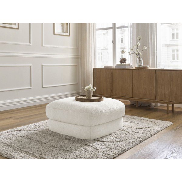 Poggiapiedi bianco con rivestimento in bouclé Leonore – Bobochic Paris-image-3