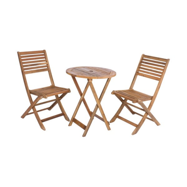 Set da pranzo da giardino di colore naturale in acacia massiccia per 2 persone Ibarra – Garden Pleasure