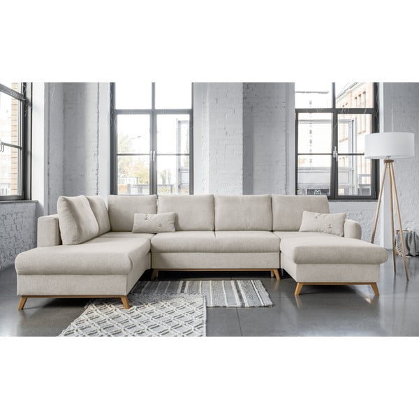 Divano letto beige a "U", angolo sinistro Scandic Lagom - Miuform-image-1