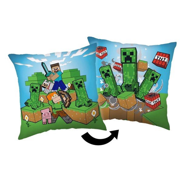 Cuscino per bambini in micropile 40x40 cm Minecraft Creeper Rush – Jerry Fabrics