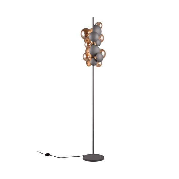 Lampada da terra con paralume in vetro grigio-oro (altezza 155 cm) Bubble - Trio Select