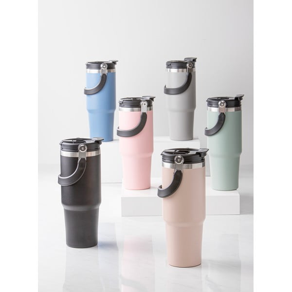 Bottiglia bottiglia da viaggio beige in acciaio inox 1 l Eco – Ladelle-image-1