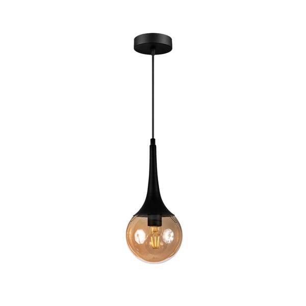 Lampadario nero con paralume in vetro ø 15 cm Horn – Squid Lighting