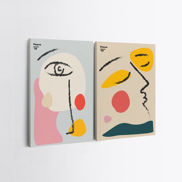 Set di 2 quadri 50x70 cm Faces - Wallity-image-2