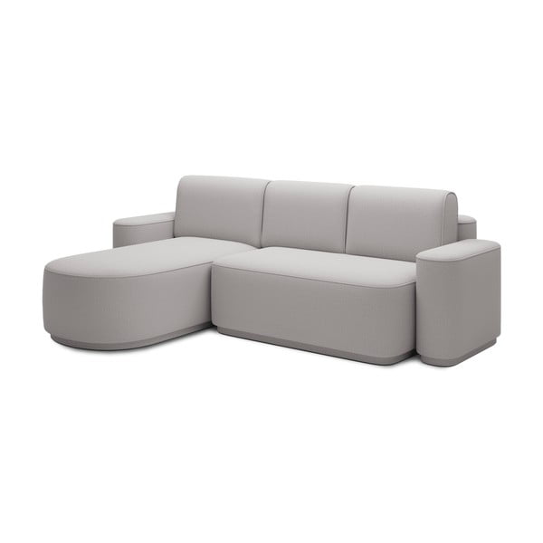 Divano angolare grigio chiaro allungabile/con contenitore (con penisola a sinistra/con chaise lounge) e rivestimento in ciniglia Aurumm – ELTAP-image-2