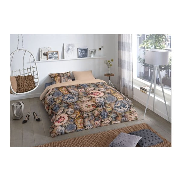 Biancheria da letto matrimoniale in cotone Vaso, 200 x 200 cm - Good Morning-image-1