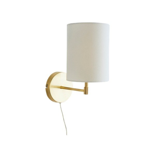Lampada da parete color crema/color ottone in tessuto con alimentazione a corrente Seth – Jotex-image-4