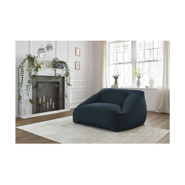 Puof a sacco blu scuro con rivestimento in pelliccia sintetica Lilibet – Bobochic Paris-image-1