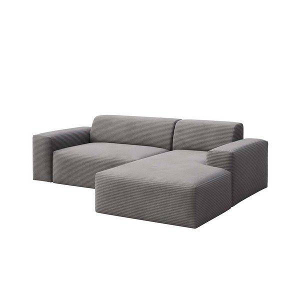Divano angolare grigio (con penisola a destra e chaise lounge) rivestito in velluto a coste Villet – Rodier-image-2
