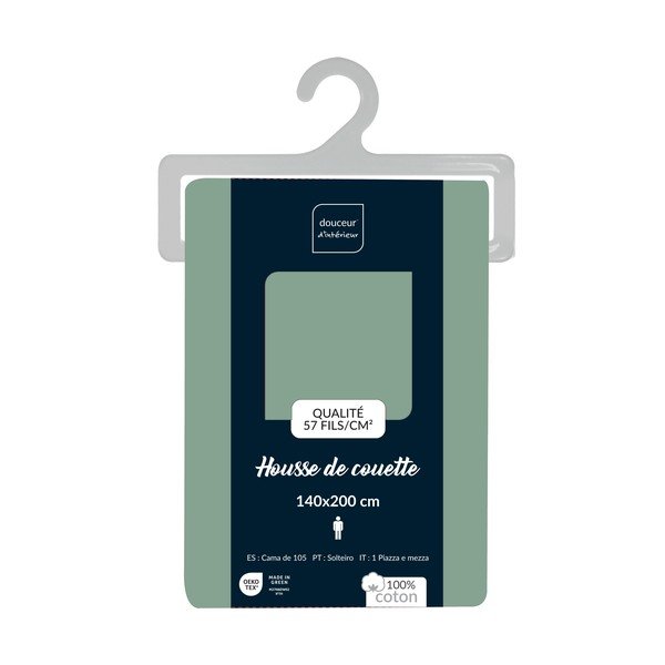 Copripiumino verde in cotone per letto singolo 140x200 cm Lina – douceur d'intérieur-image-2