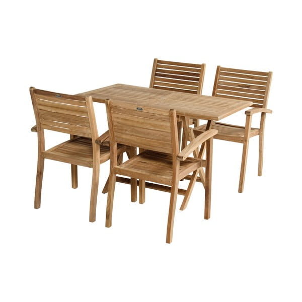 Sedia da esterno di colore naturale in legno massiccio Sunderland – Hartman-image-4